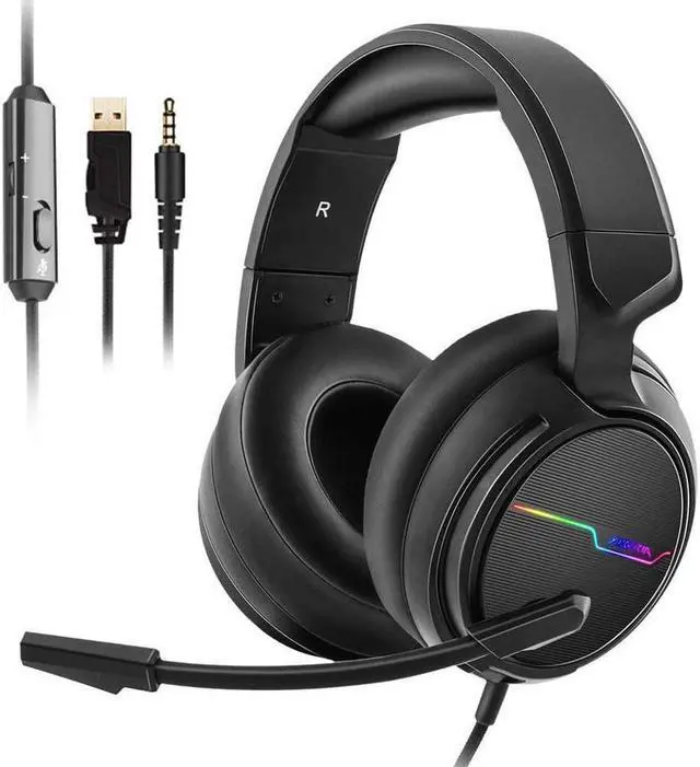 Main image of KEHIPI Gaming Headset for PS4 PS5 Xbox One S- Over Ear Headphones with Noise Cancelling Microphone - LED Light Soft Earmuffs for PC Laptops Mobiles