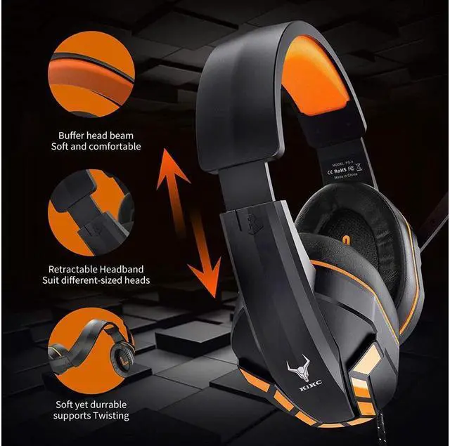 Alt view image 4 of 7 - KEHIPI PS4 Gaming Headset with Mic for Xbox One, PS5, PC, Mobile Phone and Notebook, Controllable Volume Gaming Headphones with Soft Earmuffs, Headphones for Kid