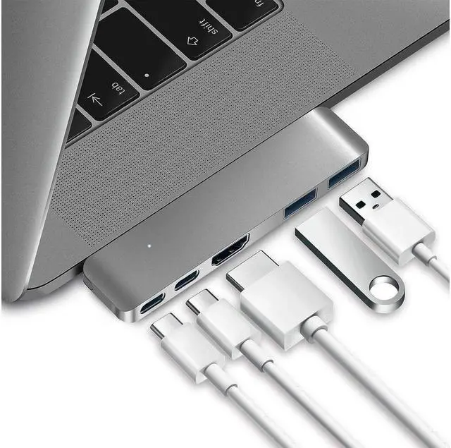 Main image of KEHIPI Mini USB C Hub Adapter Dongle for MacBook Air M1 2021-2018 and MacBook Pro M1 2021-2016, with 4K HDMI, 100W PD, 40Gbps TB3 5K@60Hz, USB-C and 2 USB 3.0 (Gold)