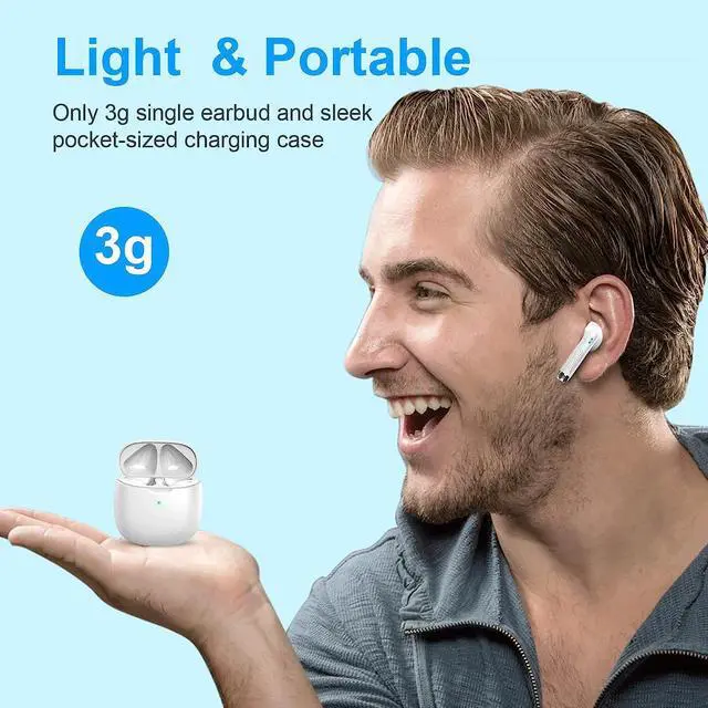 Alt view image 4 of 7 - KEHIPI Wireless Bluetooth 5.3 Earbuds Stereo Bass, Headphones in Ear Noise Cancelling Mic, IP7 Waterproof Sports, 32H Playtime USB C Mini Charging Case Ear Buds for Android iOS White
