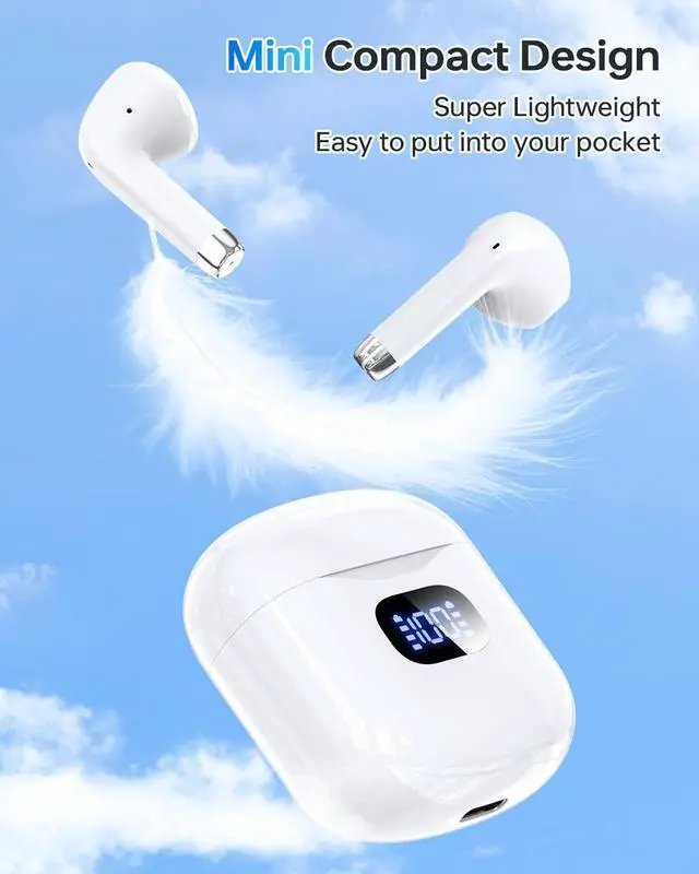 Alt view image 7 of 7 - KEHIPI Wireless Earbuds, Bluetooth 5.3 Headphones 40Hrs Playtime with Charging Case, IPX5 Waterproof Stereo in-Ear Earphones with Microphone for iPhone Android Cell Phone Sports Workout Gaming, White