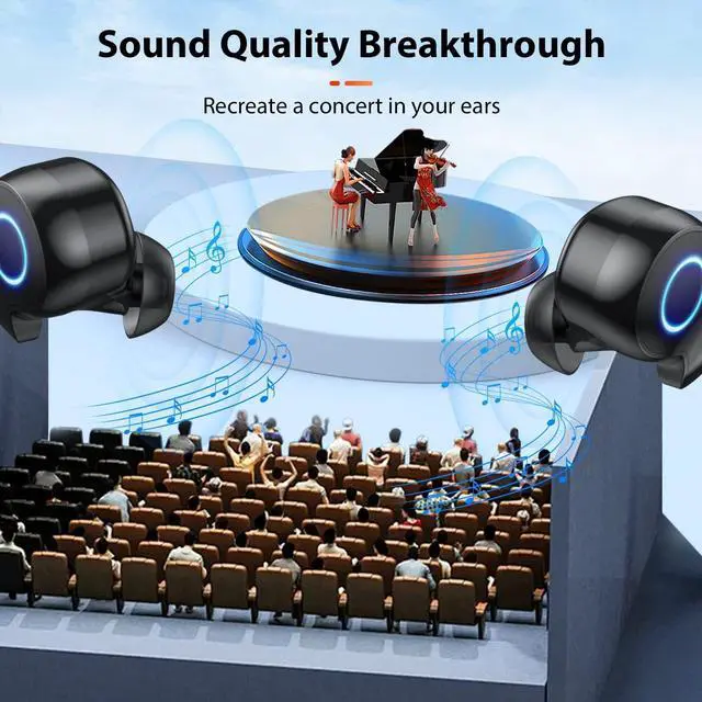 Alt view image 4 of 6 - KEHIPI Bluetooth Headphones Wireless Earbuds, 132Hr Playtime Sports Ear Buds with 1800mAh Digital Display Charging Case, IPX5 Waterproof Headset with Microphone Cordless Earphone for iPhone Android TV