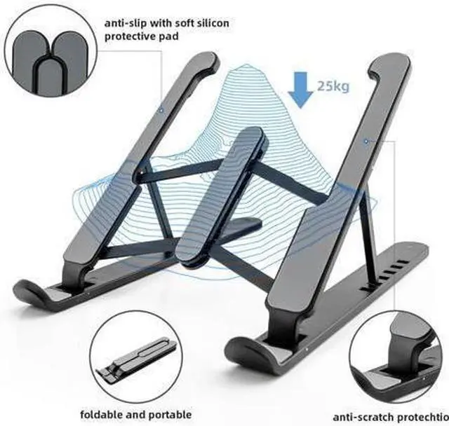 Alt view image 2 of 7 - KEHIPI Laptop Stand, Computer Stand for Laptop, Aluminium Laptop Riser, Ergonomic Laptop Holder Compatible with MacBook Air Pro, Dell XPS, More 10-17 Inch Laptops Work from Home-Sliver Black
