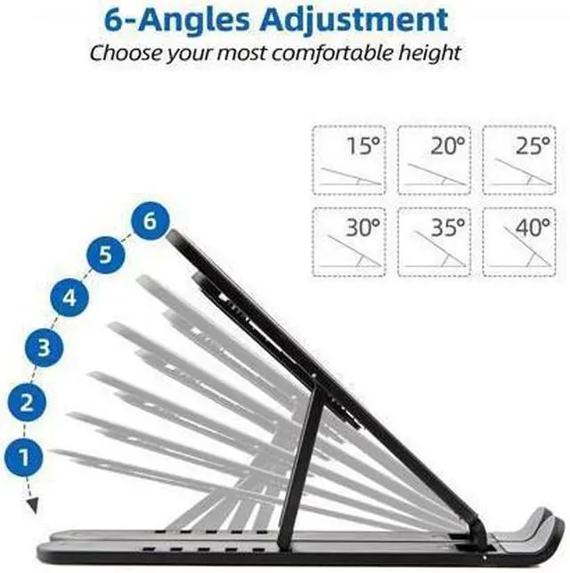 Alt view image 3 of 7 - KEHIPI Laptop Stand, Computer Stand for Laptop, Aluminium Laptop Riser, Ergonomic Laptop Holder Compatible with MacBook Air Pro, Dell XPS, More 10-17 Inch Laptops Work from Home-Sliver Black