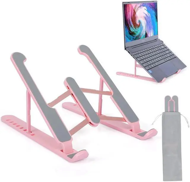Main image of KEHIPI Laptop Stand, Computer Stand for Laptop, Aluminium Laptop Riser, Ergonomic Laptop Holder Compatible with MacBook Air Pro, Dell XPS, More 10-17 Inch Laptops Work from Home-Sliver Pink