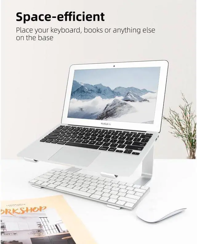 Alt view image 4 of 7 - KEHIPI Laptop Stand, Computer Stand for Laptop, Aluminium Laptop Riser, Ergonomic Laptop Holder Compatible with MacBook Air Pro, Dell XPS, More 10-17 Inch Laptops Work from Home-Sliver Silver White