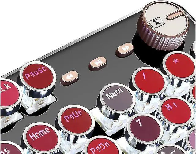 Alt view image 6 of 7 - KEHIPI Typewriter Style Mechanical Gaming Keyboard, Retro Steampunk Vintage Keyboard with White