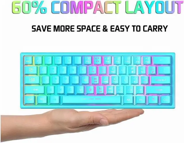 Alt view image 2 of 6 - KEHIPI Wireless Gaming Keyboard and Mouse Combo,61 Key Rainbow Backlit Keyboard with Rechargeable 4000mAh,Mechanical Feel,Ergonomic,Quiet,RGB Mute Mice and Mousepad for PS4,Xbox One,Desktop,PC Black