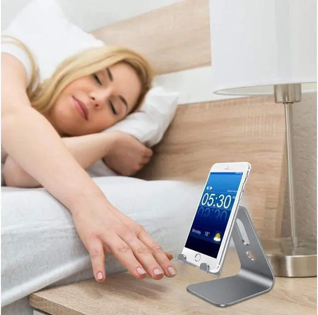 Alt view image 7 of 7 - KEHIPI Cell Phone Stand, Phone Holder, Cradle, Dock, Aluminum Desktop Stand Compatible with All Mobile Phone, iPhone, iPad Air/Mini - Grey