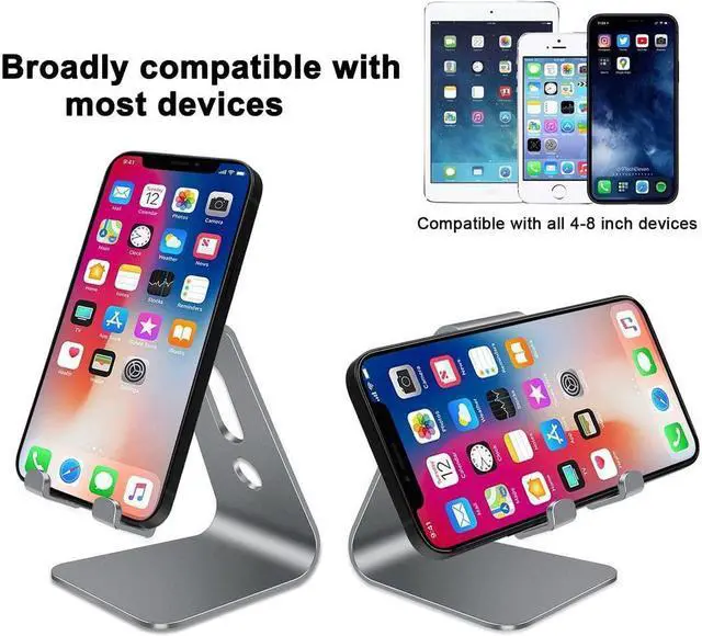 Alt view image 5 of 7 - KEHIPI Cell Phone Stand, Phone Holder, Cradle, Dock, Aluminum Desktop Stand Compatible with All Mobile Phone, iPhone, iPad Air/Mini - Grey