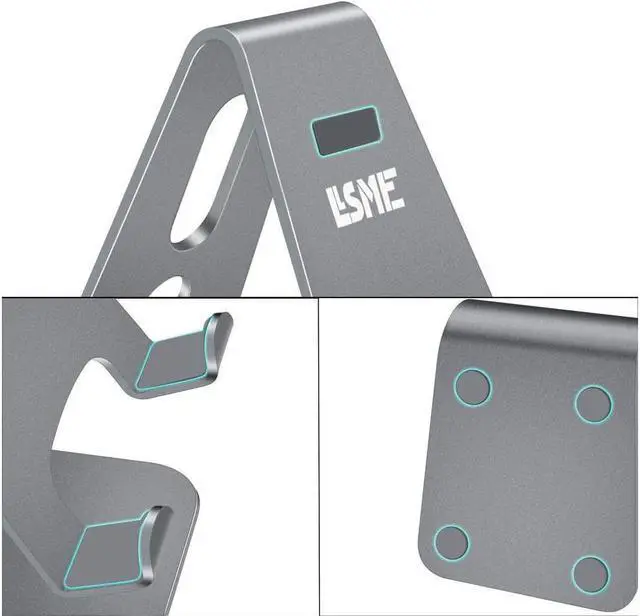 Alt view image 3 of 7 - KEHIPI Cell Phone Stand, Phone Holder, Cradle, Dock, Aluminum Desktop Stand Compatible with All Mobile Phone, iPhone, iPad Air/Mini - Grey