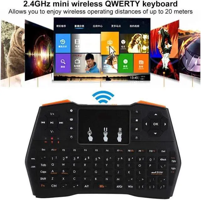 Alt view image 3 of 7 - KEHIPI Mini Computer Keyboard i8 2.4G Wireless Keyboard W/Touchpad Portable Keyboard W/Remote Control Compatible with Laptop/PC/Tablets/Windows/Mac/TV/Xbox/PS3/Raspberry Business Black
