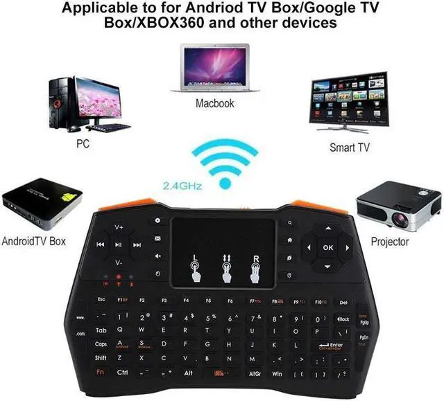 Alt view image 2 of 7 - KEHIPI Mini Computer Keyboard i8 2.4G Wireless Keyboard W/Touchpad Portable Keyboard W/Remote Control Compatible with Laptop/PC/Tablets/Windows/Mac/TV/Xbox/PS3/Raspberry Business Black