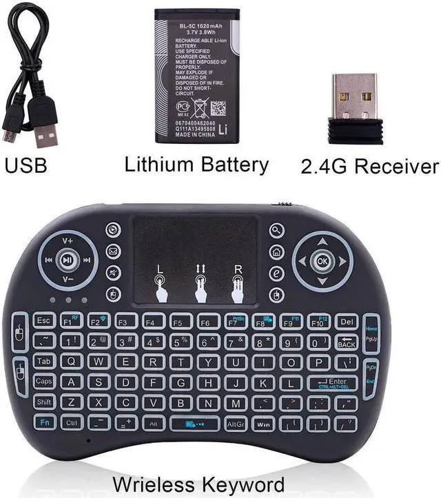 Alt view image 4 of 7 - KEHIPI Mini Computer Keyboard i8 2.4G Wireless Keyboard W/Touchpad Portable Keyboard W/Remote Control Compatible with Laptop/PC/Tablets/Windows/Mac/TV/Xbox/PS3/Raspberry Gray