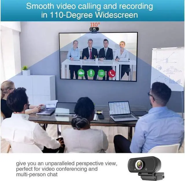 Alt view image 2 of 7 - KEHIPI Webcam HD 1080P,Webcam with Microphone, USB Desktop Laptop Camera with 110 Degree Widescreen,Stream Webcam for Calling, Recording,Conferencing, Gaming,Webcam with Privacy Shutter and Tripod