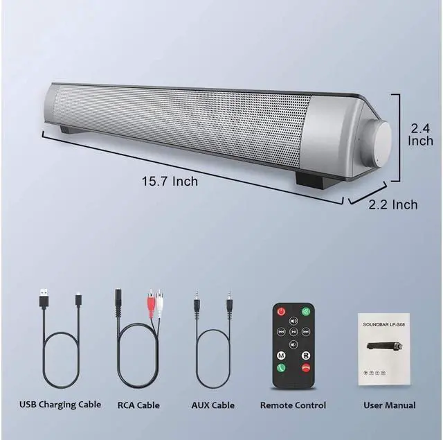 Alt view image 7 of 7 - KEHIPI PC Soundbar,Wired & Wireless Bluetooth BT Computer Speakers with Remote Control,Portable USB Home Theater Stereo Sound Bar for Desktop Laptop TV Cellphone MP4 [RCA, AUX] Black
