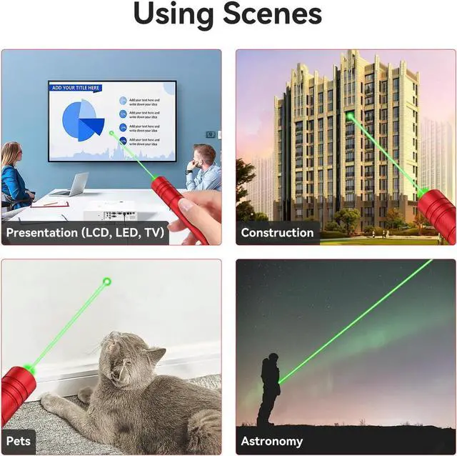 Alt view image 6 of 6 - KEHIPI Rechargeable Green Laser Pointer high Power, Long Range Laser Beam Pen, Strong Laser Pointer for TV LED LCD Screen, Green Laser Light for Dogs Cats Outdoor Hunting Meeting Teaching- Red