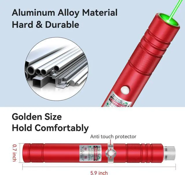 Alt view image 2 of 6 - KEHIPI Rechargeable Green Laser Pointer high Power, Long Range Laser Beam Pen, Strong Laser Pointer for TV LED LCD Screen, Green Laser Light for Dogs Cats Outdoor Hunting Meeting Teaching- Red