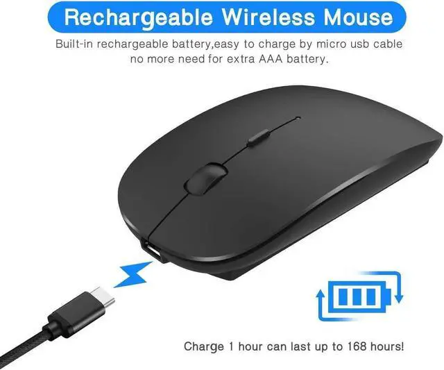 Alt view image 2 of 5 - KEHIPI Rechargeable Wireless Mouse for MacBook Pro/ Air,Bluetooth Mouse for Laptop/PC/Mac/iPad pro/Computer