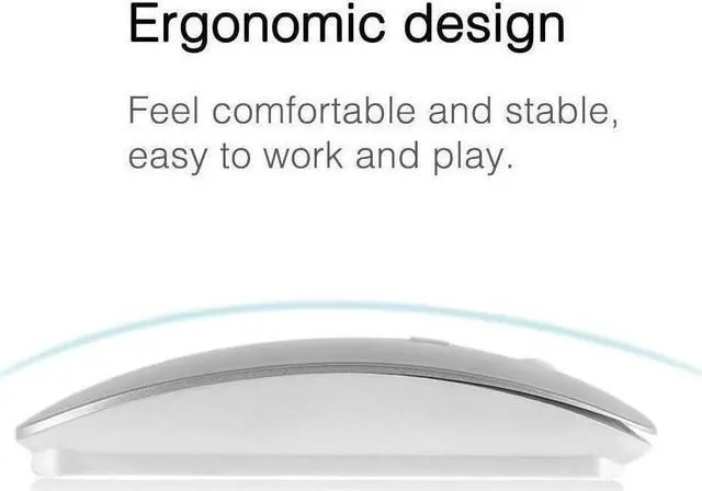 Alt view image 3 of 6 - KEHIPI Rechargeable Wireless Mouse for MacBook Pro/ Air,Bluetooth Mouse for Laptop/PC/Mac/iPad pro/Computer Silver