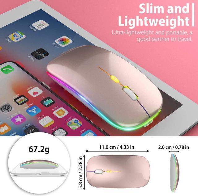 Alt view image 6 of 7 - KEHIPIUpgrade LED Wireless Mouse, Slim Silent Mouse 2.4G Portable Mobile Optical Office Mouse with USB & Type-c Receiver, 3 Adjustable DPI Levels for Notebook, PC, Laptop,Computer,MacBook-rose gold