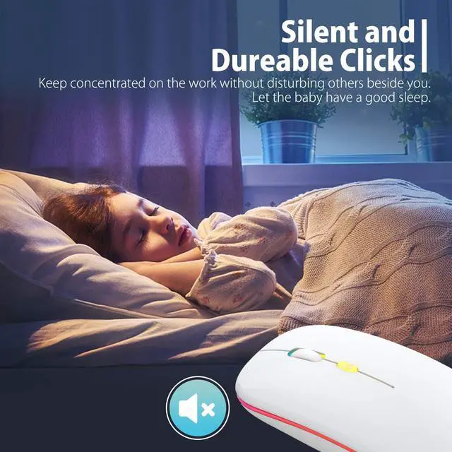 Alt view image 3 of 7 - KEHIPI Upgrade LED Wireless Mouse, Slim Silent Mouse 2.4G Portable Mobile Optical Office Mouse with USB & Type-c Receiver, 3 Adjustable DPI Levels for Notebook, PC, Laptop, Computer, MacBook -White