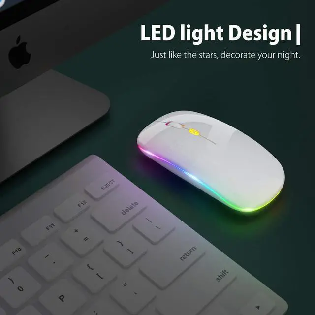 Alt view image 4 of 7 - KEHIPI Upgrade LED Wireless Mouse, Slim Silent Mouse 2.4G Portable Mobile Optical Office Mouse with USB & Type-c Receiver, 3 Adjustable DPI Levels for Notebook, PC, Laptop, Computer, MacBook -White