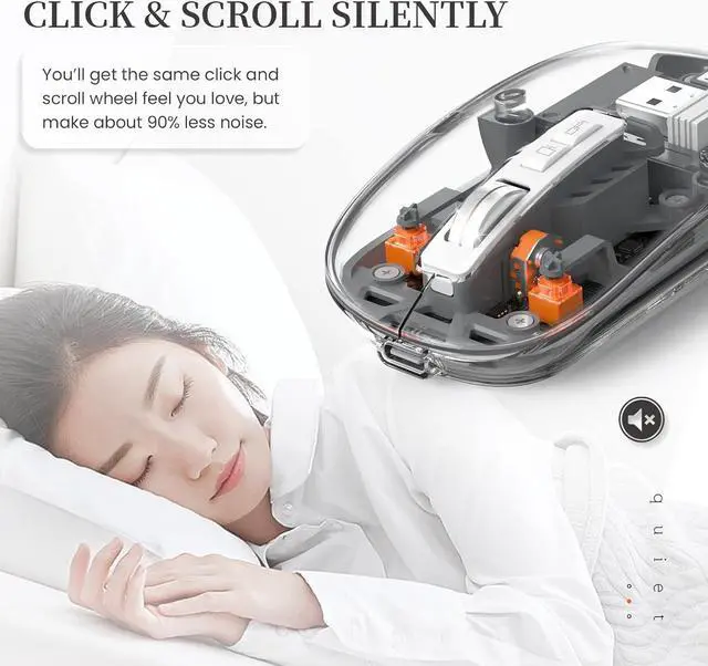 Alt view image 4 of 7 - KEHIPI Wireless Bluetooth5.1&2.4G Mini Lightweight Mouse,Transparent Clear Cool,Rechargeable Silent Computer Mice,Nano USB C Receiver,LED Battery Magic Silm for Office/PC/Mac/Laptop/Apple/ipad(Grey)