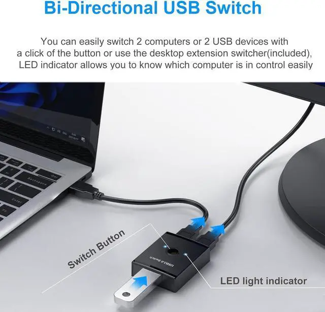 Alt view image 6 of 7 - KEHIPI USB 3.0 Switch, Bi-Directional USB Switch 2 in 1 Out / 1 in 2 Out, YINNCEEN USB Switcher 2 Computers Share Keyboard Mouse Scanner Printer, USB KVM Switch Compatible with Mac/Windows/Linux