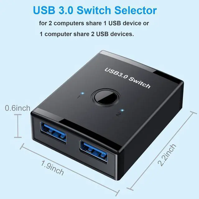 Alt view image 5 of 7 - KEHIPI USB 3.0 Switch, Bi-Directional USB Switch 2 in 1 Out / 1 in 2 Out, YINNCEEN USB Switcher 2 Computers Share Keyboard Mouse Scanner Printer, USB KVM Switch Compatible with Mac/Windows/Linux
