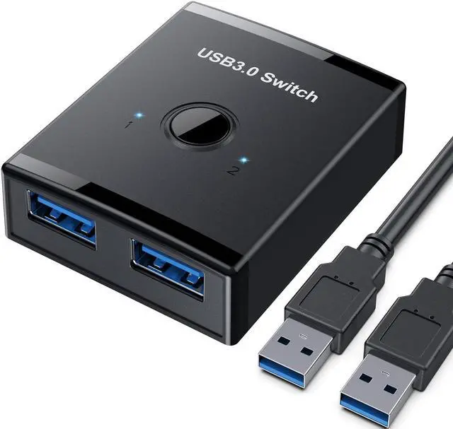Main image of KEHIPI USB 3.0 Switch, Bi-Directional USB Switch 2 in 1 Out / 1 in 2 Out, YINNCEEN USB Switcher 2 Computers Share Keyboard Mouse Scanner Printer, USB KVM Switch Compatible with Mac/Windows/Linux