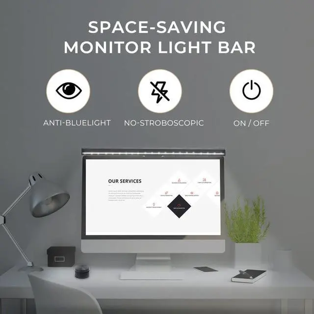 Alt view image 3 of 6 - KEHIPI Monitor Light Bar with Mechanical Switch&Wireless Remote Dual Control,Computer Light with Stepless Dimming,No Screen Glare Monitor Lamp with USB Powered for Home and Office