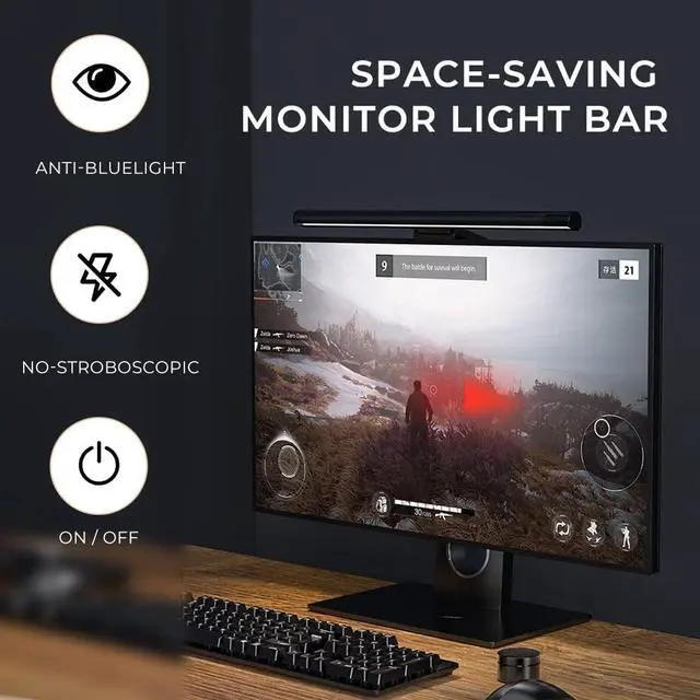 Alt view image 6 of 6 - KEHIPI Monitor Light Bar with Mechanical Switch&Wireless Remote Dual Control,Computer Light with Stepless Dimming,No Screen Glare Monitor Lamp with USB Powered for Home and Office