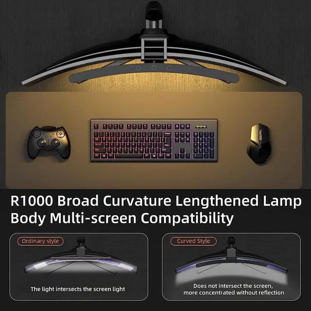 Alt view image 3 of 7 - KEHIPI Curved Monitor Light Bar for Curved Monitor,E-Reading LED Monitor Light with 3 Color Temperature Modes Stepless Dimming,Monitor Lamp with USB Powered for Work and Office