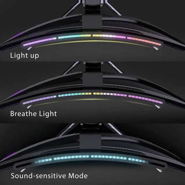 Alt view image 4 of 7 - KEHIPI Curved Monitor Light Bar for Curved Monitor,Monitor Lights with Wireless Remote Control,Computer Light with Stepless Dimming,Monitor Lamp Carry 3 Modes RGB Backlight for Gaming