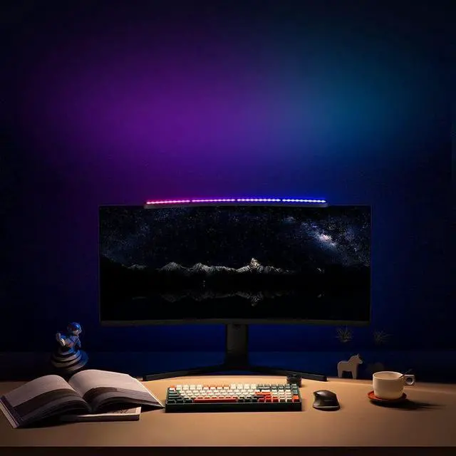 Alt view image 7 of 7 - KEHIPI Curved Monitor Light Bar for Curved Monitor,Monitor Lights with Wireless Remote Control,Computer Light with Stepless Dimming,Monitor Lamp Carry 3 Modes RGB Backlight for Gaming
