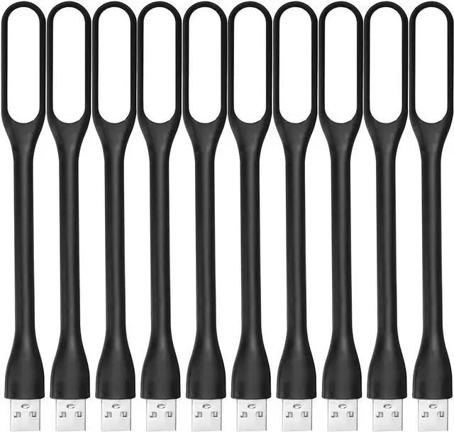 Main image of KEHIPI USB LED Light Lamp for Power Bank (10 PCS) Portable Eye Care Mini Night Light with Flexible Arm, USB Gooseneck Reading Lamps Book Light,Compatible for Desktop, Notebook Laptop (10-Black)