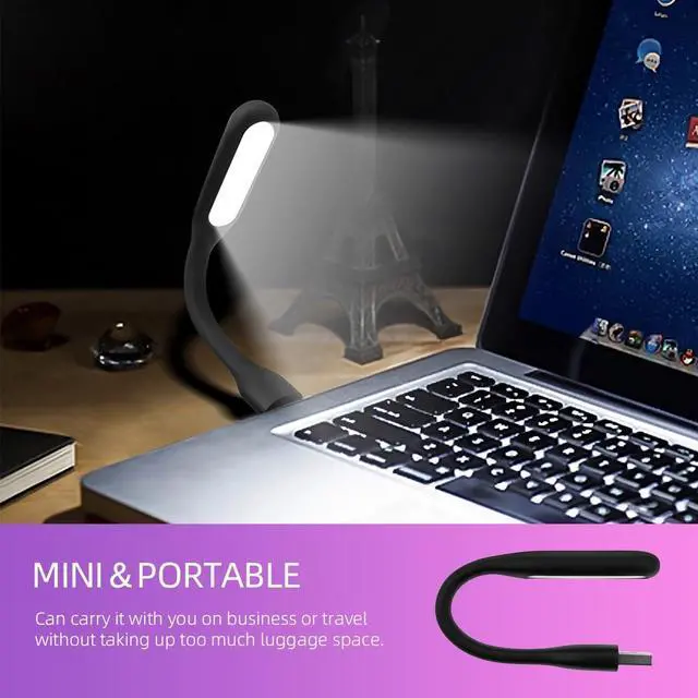 Alt view image 2 of 6 - KEHIPI USB LED Light Lamp for Power Bank (10 PCS) Portable Eye Care Mini Night Light with Flexible Arm, USB Gooseneck Reading Lamps Book Light,Compatible for Desktop, Notebook Laptop (10-Black)
