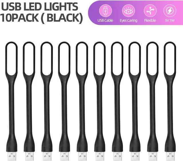 Alt view image 4 of 6 - KEHIPI USB LED Light Lamp for Power Bank (10 PCS) Portable Eye Care Mini Night Light with Flexible Arm, USB Gooseneck Reading Lamps Book Light,Compatible for Desktop, Notebook Laptop (10-Black)