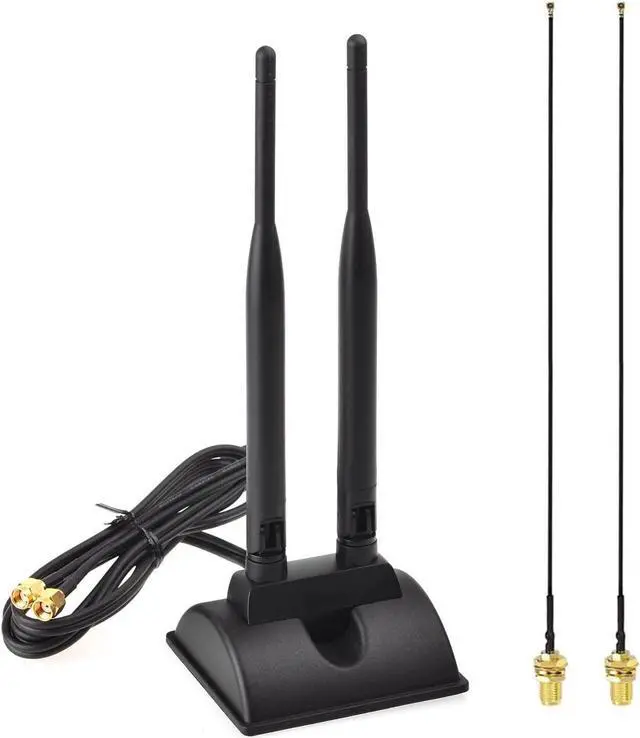 Main image of KEHIPI 2.4GHz 5GHz Dual Band RP-SMA Male WiFi Antenna + IPEX MHF4 to RP-SMA Female Cable 9.8 inch 2-Pack for M.2 NGFF Network Card PC Desktop Computer