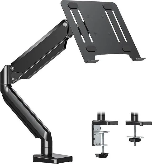 Main image of KEHIPI Laptop Arm Mount for Desk Holds 3.3-17.6lbs, Single Laptop Computer Desk Mount for 13-17 Inch Notebook Fully Adjustable Laptop Tray Stand with Gas Spring Arm, with Clamp/Grommet Base