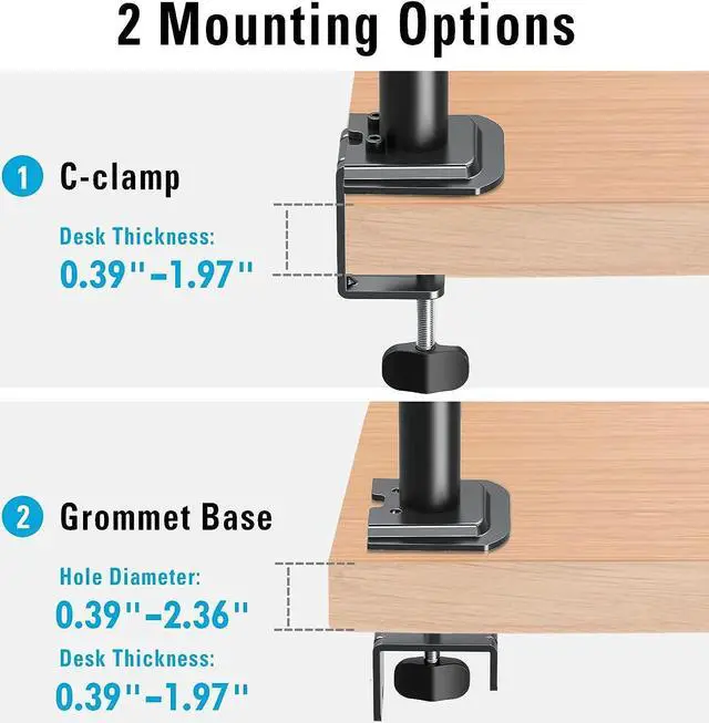 Alt view image 5 of 6 - KEHIPI Single Laptop Tray Desk Mount for 13-17 Inch Laptop Notebook, Fully Adjustable Laptop Arm, Full Motion Laptop Stand, Holds up to 17.6lbs, with Clamp/Grommet Mounting
