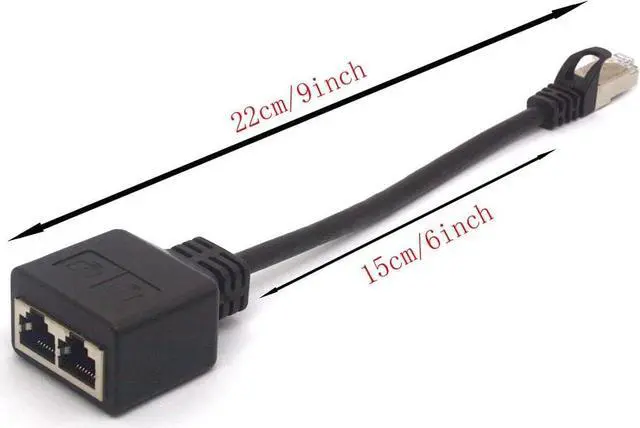Alt view image 6 of 6 - KEHIPI RJ45 Adapter Cable RJ45 Male to Dual Female Adapter Extender Support Ethernet Cat 5/CAT 6 LAN for Switching Networks Between Two Computers