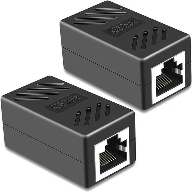 Main image of KEHIPI RJ45 Coupler,  2 Pack Ethernet Cable Extender Inline LAN Connector Plugs for Cat5 Cat5e Cat6e Cat7 Cable, Female to Female (Black)