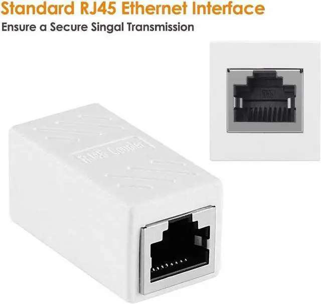 Alt view image 2 of 6 - KEHIPI RJ45 Network Coupler, 2 Pack Ethernet in Line LAN Connector Plugs for Cat5 Cat5e Cat6e Cat7 Cable Extender Female to Female (White)