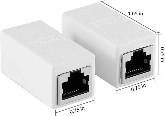 Alt view image 6 of 6 - KEHIPI RJ45 Network Coupler, 2 Pack Ethernet in Line LAN Connector Plugs for Cat5 Cat5e Cat6e Cat7 Cable Extender Female to Female (White)