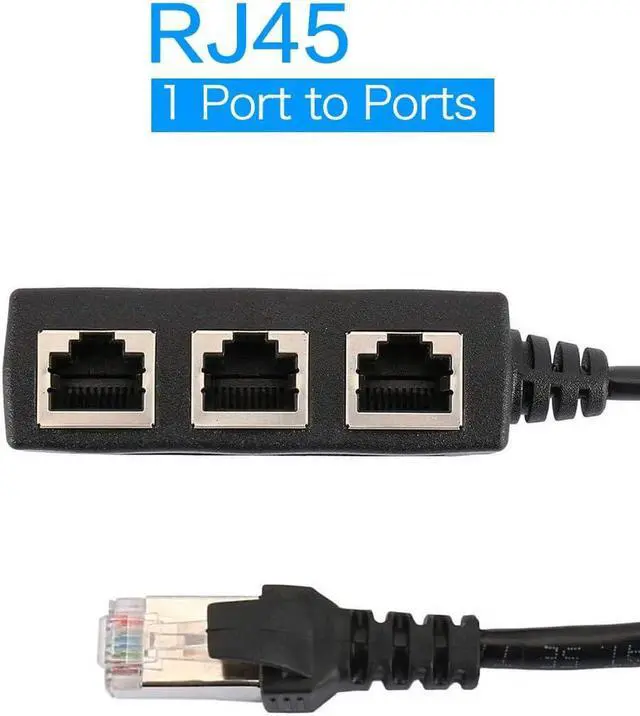 Alt view image 7 of 7 - KEHIPI RJ45 Ethernet Splitter, RJ45 1 Male to 3 x Female LAN Ethernet Splitter Adapter Cable Suitable Super Cat5, Cat5e, Cat6, Cat7 LAN Ethernet Socket Connector Adapter-Black