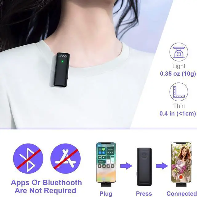 Alt view image 5 of 7 - KEHIPI 2 Pcs Wireless Lavalier Microphone for iPhone iPad with Charging Case,48H Battery Life Clip On Wireless Mic for iPad -Recording Mic for Interview Video Podcast Vlog