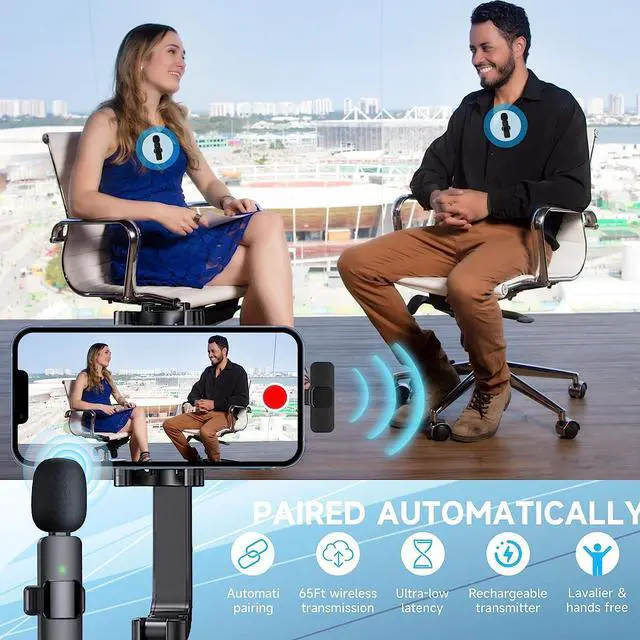 Alt view image 6 of 7 - KEHIPI Wireless Mini Microphone, Microphone for iPhone iPad, Wireless Microphones, Wireless Lavalier Microphone, Professional Microphone for iPhone Video Recording, YouTube, Vlog, TikTok