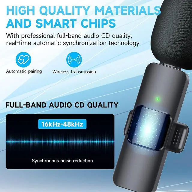 Alt view image 2 of 7 - KEHIPI Wireless Mini Microphone, Microphone for iPhone iPad, Wireless Microphones, Wireless Lavalier Microphone, Professional Microphone for iPhone Video Recording, YouTube, Vlog, TikTok